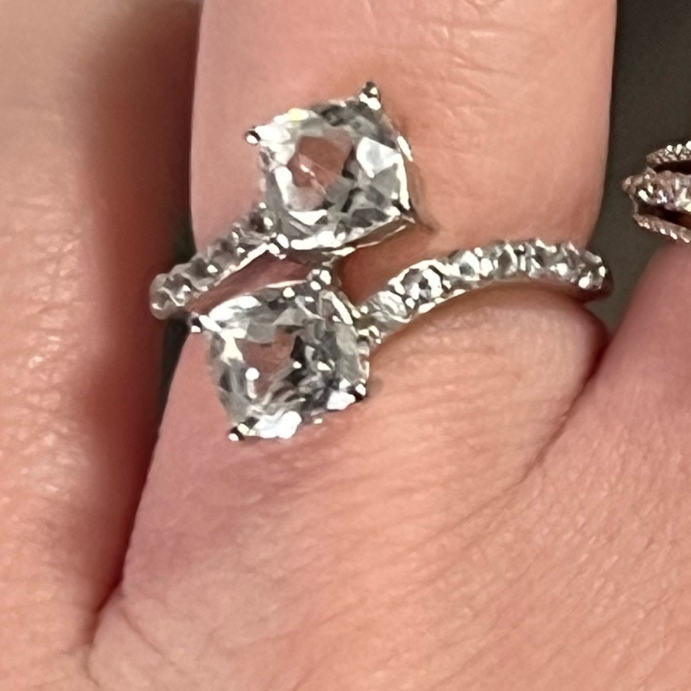 Elegant sterling Silver Double white sapphire Ring 6